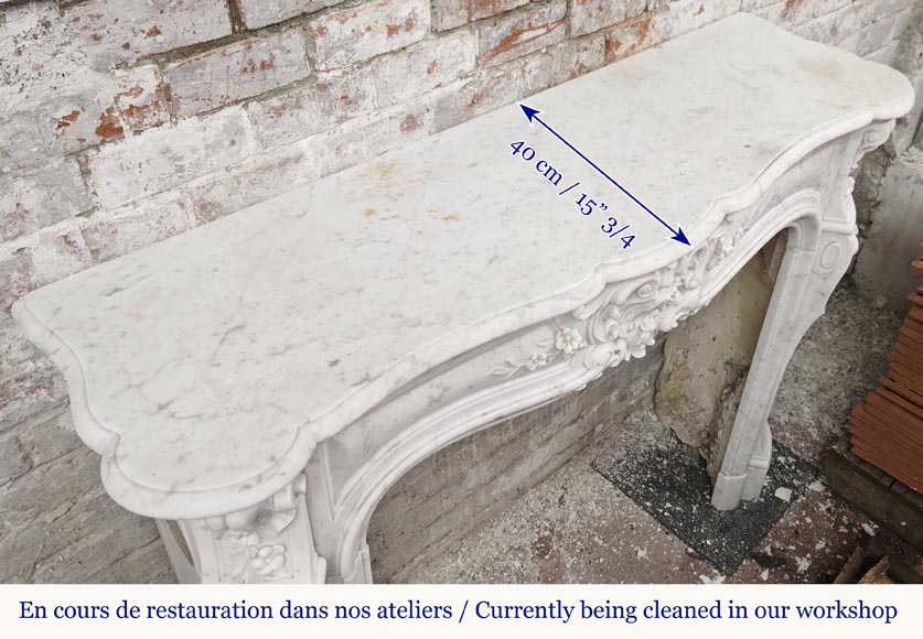 Louis XV style fireplace in finely carved Carrara marble-9