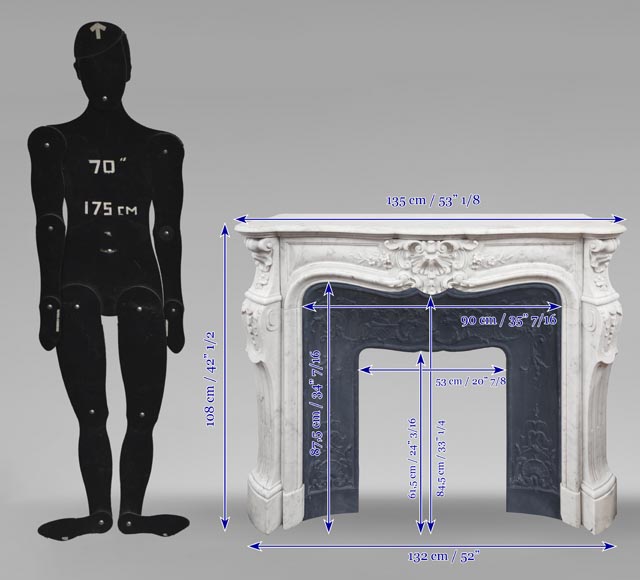 Louis XV style fireplace in finely carved Carrara marble-10