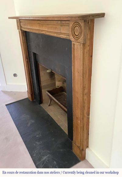 Louis XVI-Style Fireplace in Pine and Slate-2