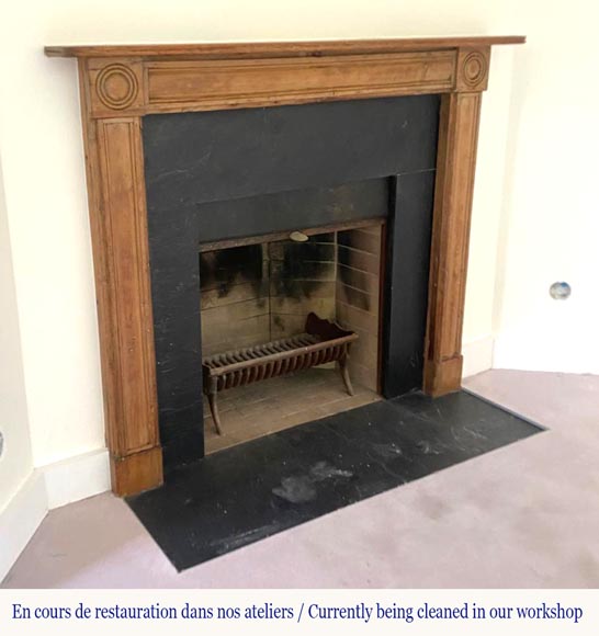Louis XVI-Style Fireplace in Pine and Slate-3