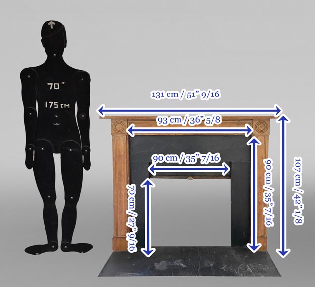 Louis XVI-Style Fireplace in Pine and Slate-7