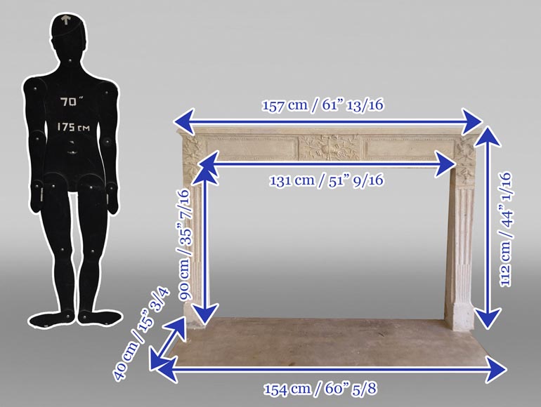 Louis XVI Period Fireplace in Carved Stone-7
