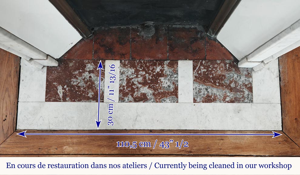 Louis XVI style fireplace in Carrara marble, with fluted legs Louis XVI style fireplace in Carrara marble, with fluted legs-8