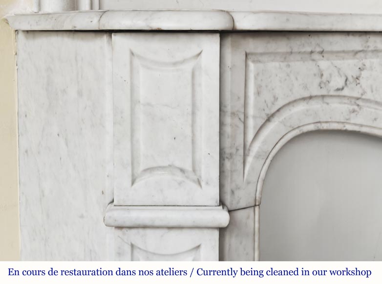 Louis XV style fireplace, Pompadour model, in Carrara marble Louis XV style fireplace, Pompadour model, in Carrara marble-3