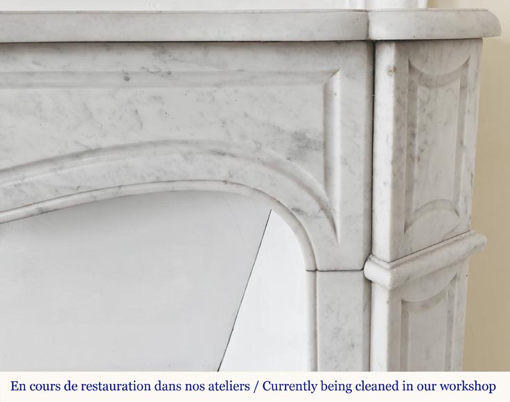 Louis XV style fireplace, Pompadour model, in Carrara marble Louis XV style fireplace, Pompadour model, in Carrara marble-6