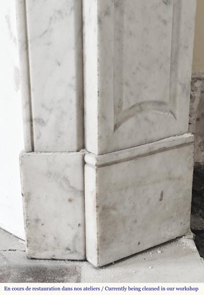 Louis XV style fireplace, Pompadour model, in Carrara marble Louis XV style fireplace, Pompadour model, in Carrara marble-7