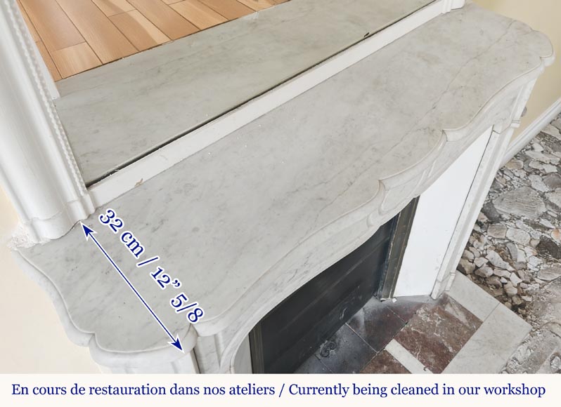 Louis XV style fireplace, Pompadour model, in Carrara marble Louis XV style fireplace, Pompadour model, in Carrara marble-9