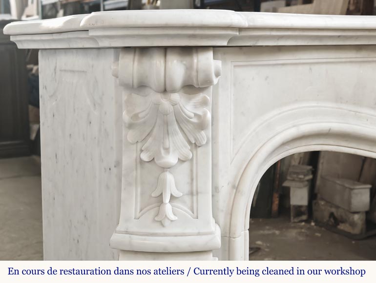 Louis XV style fireplace in Carrara marble with flowering palmette Louis XV style fireplace in Carrara marble with flowering palmette-5