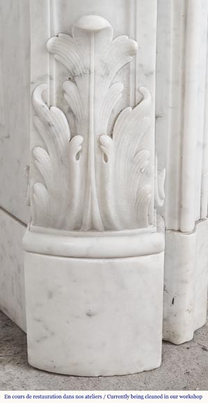 Louis XV style fireplace in Carrara marble with flowering palmette Louis XV style fireplace in Carrara marble with flowering palmette-6