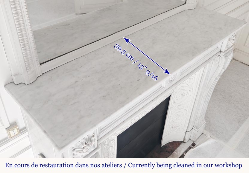 Louis XVI style fireplace in Carrara marble with sunflowers Louis XVI style fireplace in Carrara marble with sunflowers-8