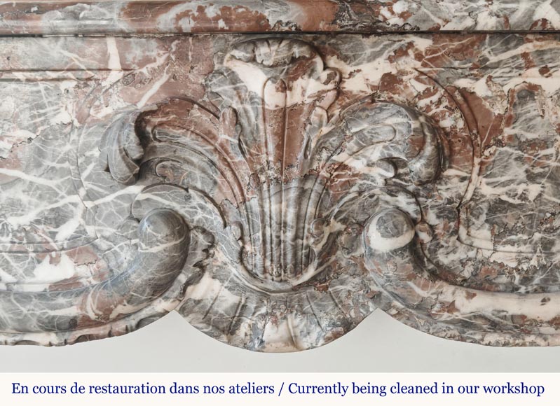 Louis XV period fireplace in Royal Red, decorated with a palmette-1