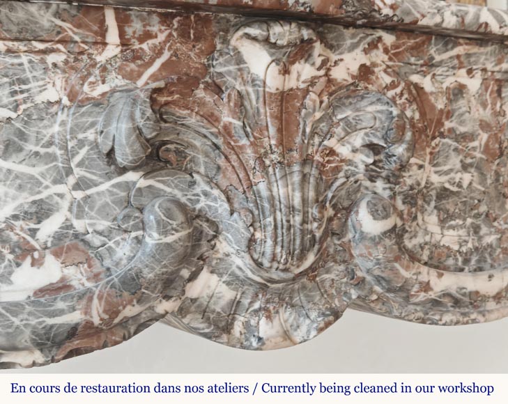 Louis XV period fireplace in Royal Red, decorated with a palmette-2