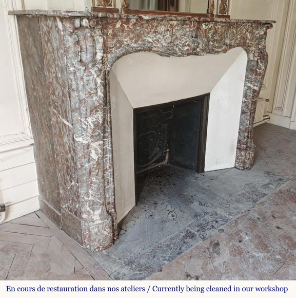 Louis XV period fireplace in Royal Red, decorated with a palmette-4