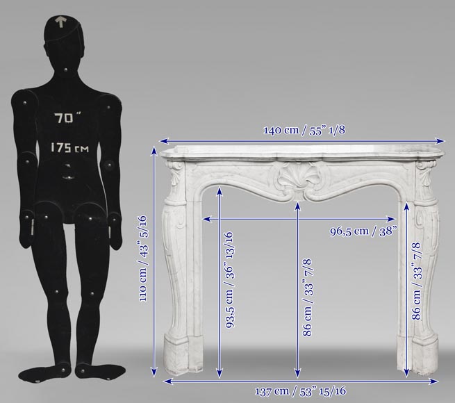 Louis XV style fireplace in Carrara marble, with a spiral shell Louis XV style fireplace in Carrara marble, with a spiral shell-10