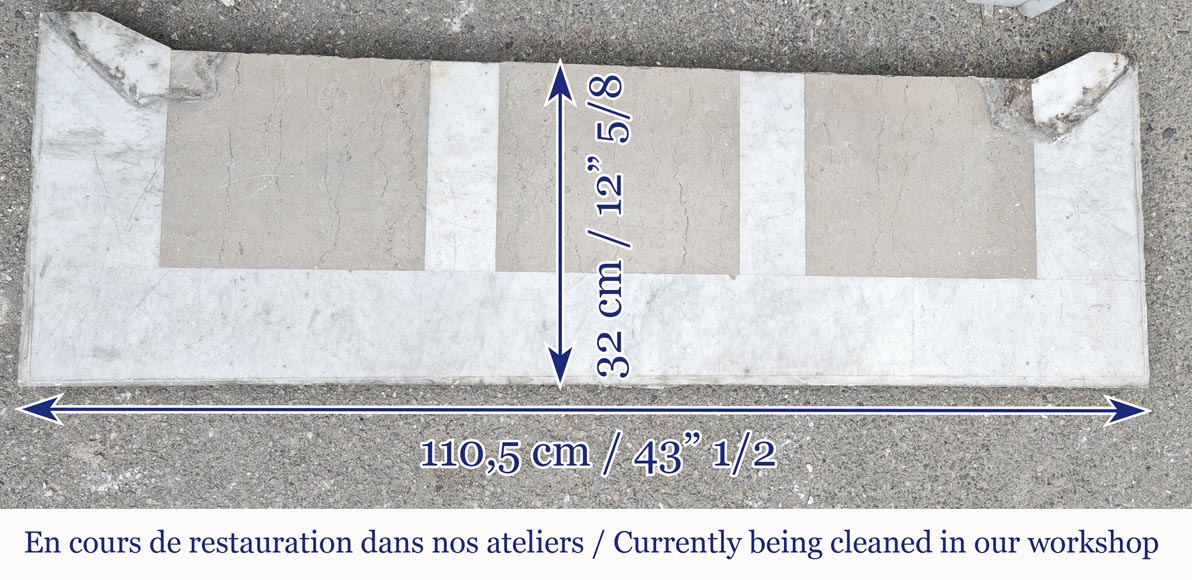 Louis XV style fireplace, Pompadour model, in Carrara marble Louis XV style fireplace, Pompadour model, in Carrara marble-8