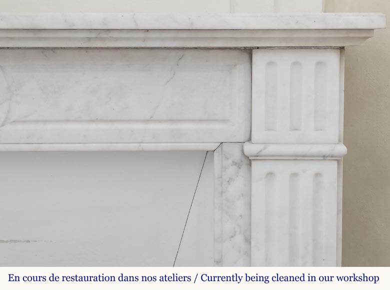 Louis XVI style molded fireplace, in Arabescato marble Louis XVI style molded fireplace, in Arabescato marble-6