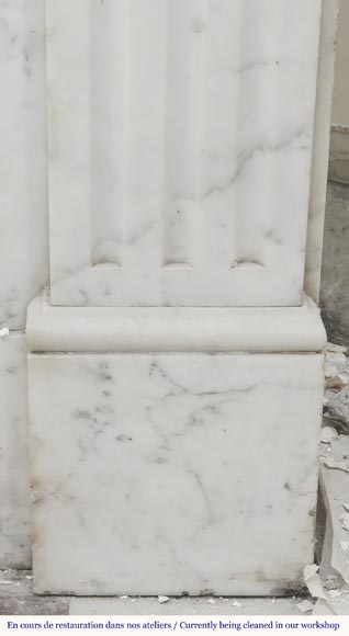 Louis XVI style molded fireplace, in Arabescato marble Louis XVI style molded fireplace, in Arabescato marble-7