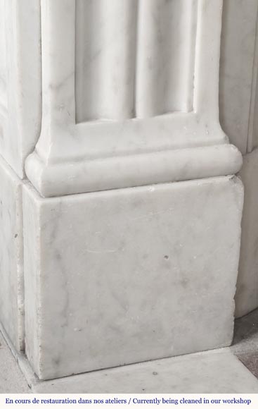 Louis XVI style fireplace with acanthus leaves, in Carrara marble-5