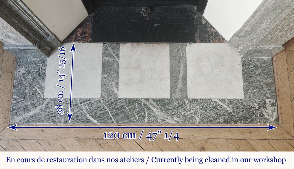 Louis XVI style fireplace with molded decoration, in green Campan marble Louis XVI style fireplace with molded decoration, in green Campan marble-7
