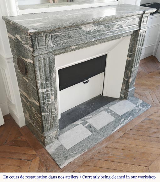 Louis XVI style molded fireplace in green Campan marble Louis XVI style molded fireplace in green Campan marble-2