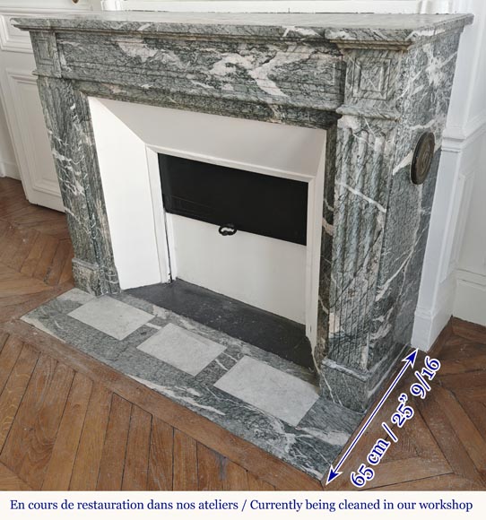 Louis XVI style molded fireplace in green Campan marble Louis XVI style molded fireplace in green Campan marble-5