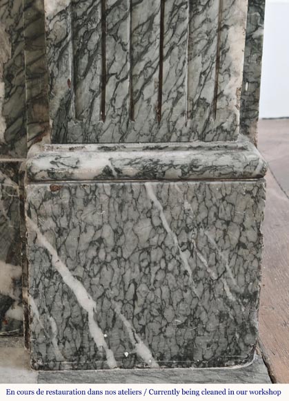 Louis XVI style molded fireplace in green Campan marble Louis XVI style molded fireplace in green Campan marble-7