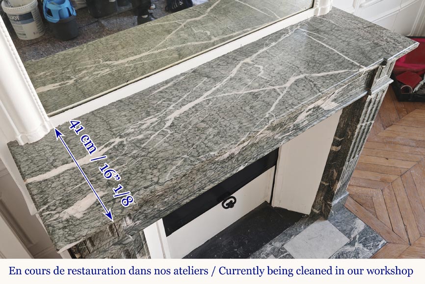 Louis XVI style molded fireplace in green Campan marble Louis XVI style molded fireplace in green Campan marble-9