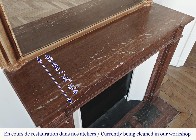 Louis XVI style fireplace in antique red marble Louis XVI style fireplace in antique red marble-8