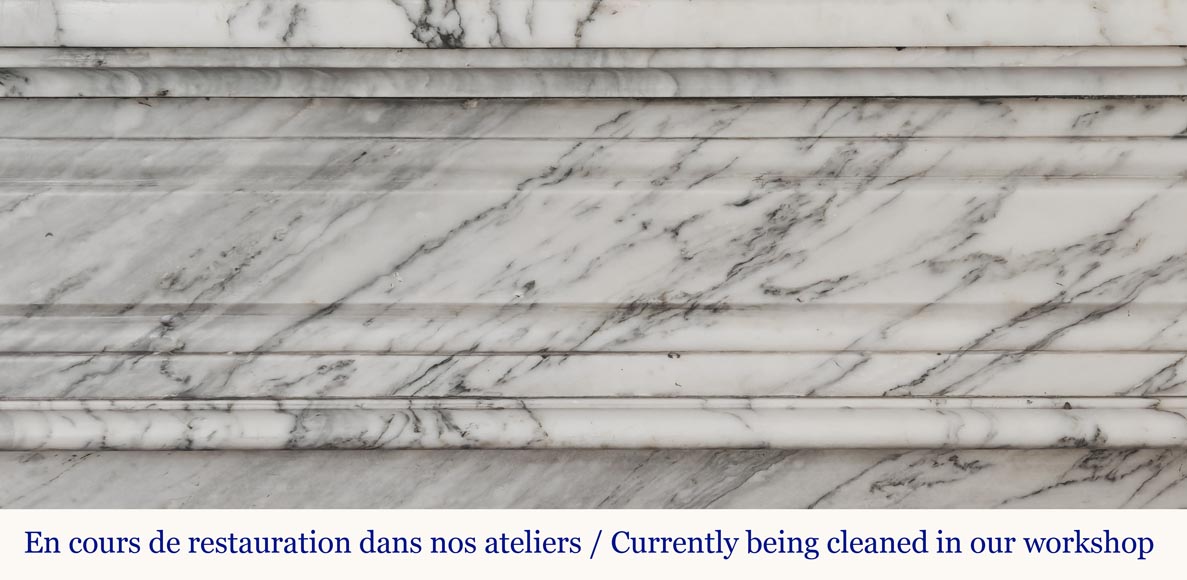  Louis XVI style fireplace in veined Carrara marble-1