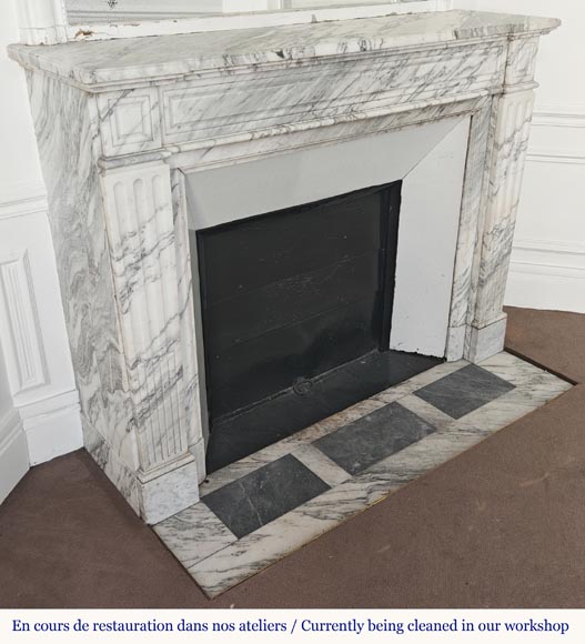  Louis XVI style fireplace in veined Carrara marble-2
