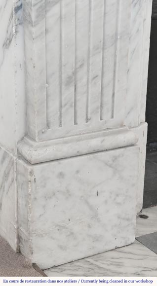  Louis XVI style fireplace in veined Carrara marble-4
