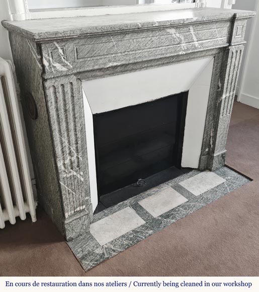 Louis XVI style fireplace in green Campan marble Louis XVI style fireplace in green Campan marble-2