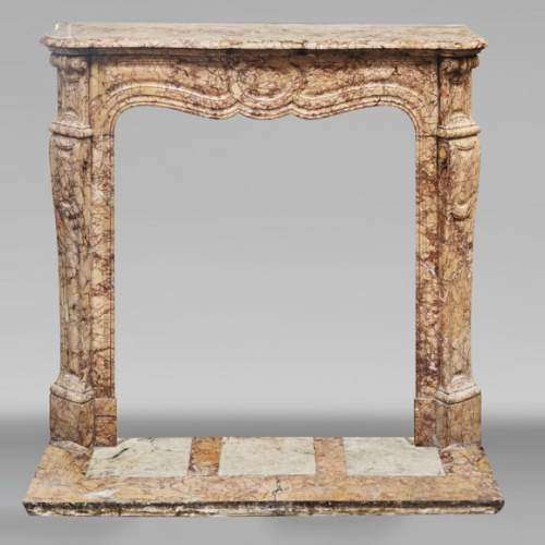Louis XV style fireplace, Pompadour model, in brocatelle-type marble