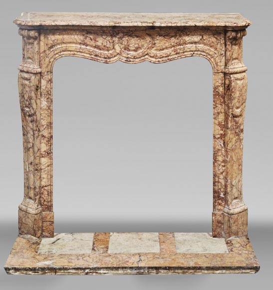 Louis XV style fireplace, Pompadour model, in brocatelle-type marble Louis XV style fireplace, Pompadour model, in brocatelle-type marble-0
