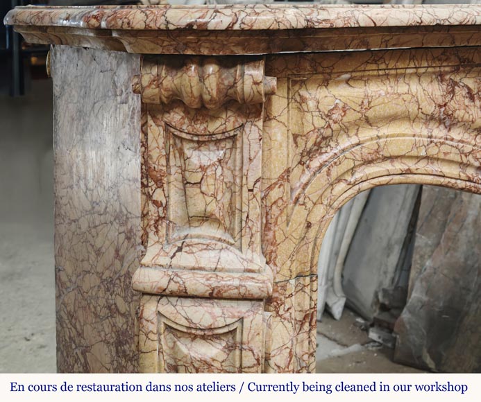 Louis XV style fireplace, Pompadour model, in brocatelle-type marble Louis XV style fireplace, Pompadour model, in brocatelle-type marble-3