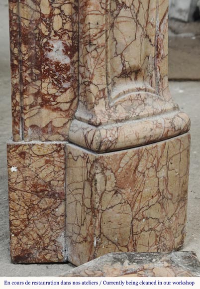 Louis XV style fireplace, Pompadour model, in brocatelle-type marble Louis XV style fireplace, Pompadour model, in brocatelle-type marble-7