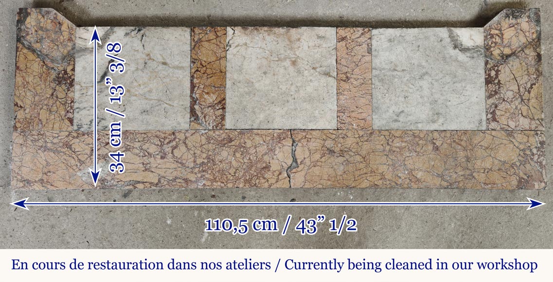 Louis XV style fireplace, Pompadour model, in brocatelle-type marble Louis XV style fireplace, Pompadour model, in brocatelle-type marble-8