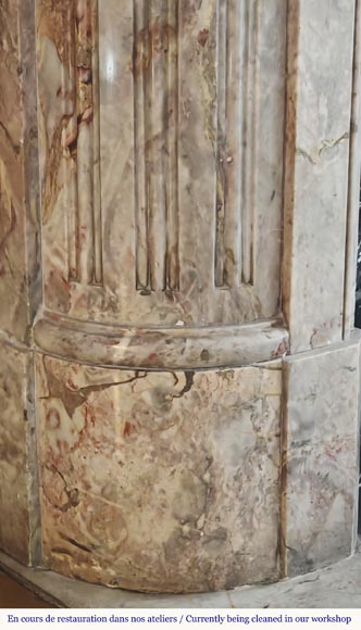 Louis XVI style fireplace with rounded corner, in Sarrancolin marble Louis XVI style fireplace with rounded corner, in Sarrancolin marble-3