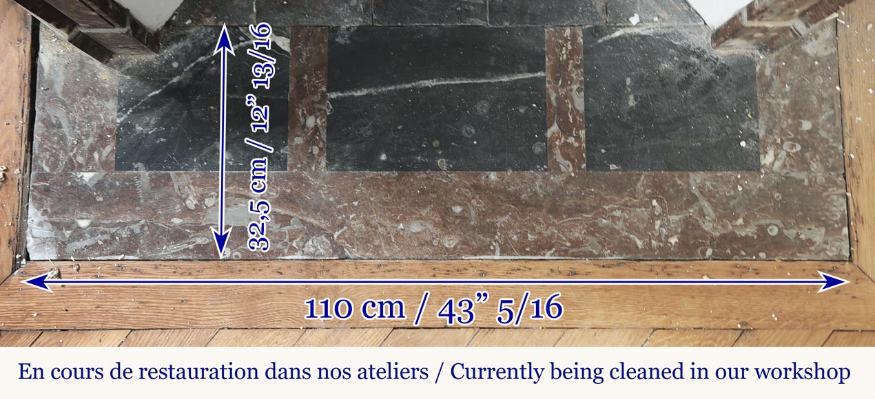 Louis XV style fireplace, Pompadour model, flat, in red marble from the North Louis XV style fireplace, Pompadour model, flat, in red marble from the North-7