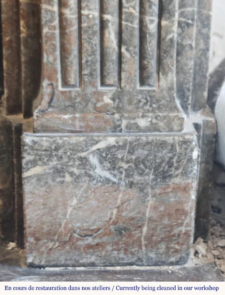 Louis XVI period fireplace, sculpted in Rouge Royal, decorated with a vitruvian frieze Louis XVI period fireplace, sculpted in Rouge Royal, decorated with a vitruvian frieze-8