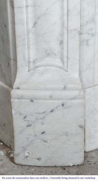 Louis XV style fireplace, Pompadour model, in Carrara marble Louis XV style fireplace, Pompadour model, in Carrara marble-4