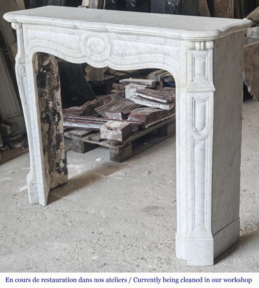 Louis XV style fireplace, Pompadour model, in Carrara marble Louis XV style fireplace, Pompadour model, in Carrara marble-5