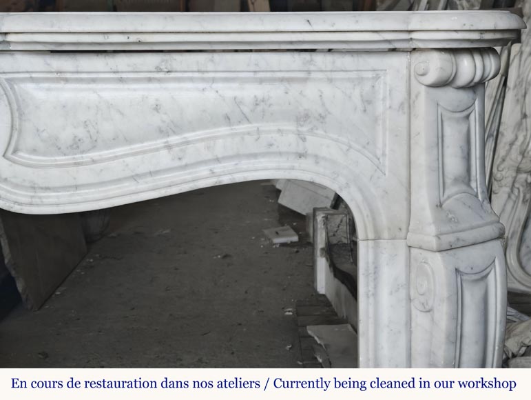 Louis XV style fireplace, Pompadour model, in Carrara marble Louis XV style fireplace, Pompadour model, in Carrara marble-6