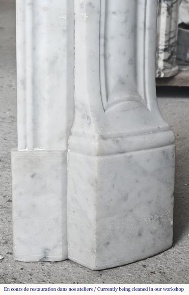 Louis XV style fireplace, Pompadour model, in Carrara marble Louis XV style fireplace, Pompadour model, in Carrara marble-7