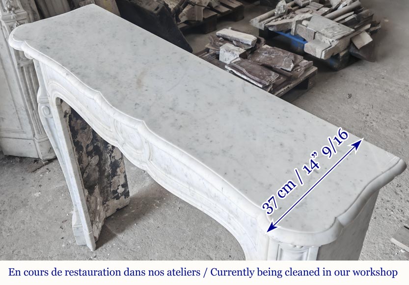 Louis XV style fireplace, Pompadour model, in Carrara marble Louis XV style fireplace, Pompadour model, in Carrara marble-8