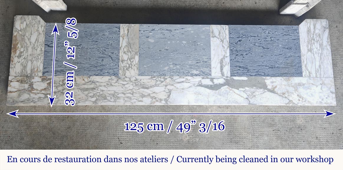 Louis XV style fireplace, Pompadour model, in gray Medici breccia Louis XV style fireplace, Pompadour model, in gray Medici breccia-7