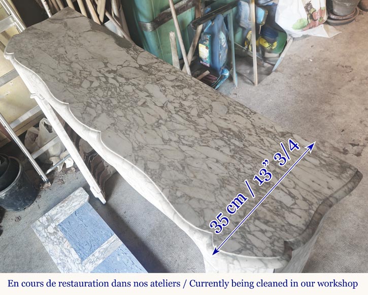 Louis XV style fireplace, Pompadour model, in gray Medici breccia Louis XV style fireplace, Pompadour model, in gray Medici breccia-8