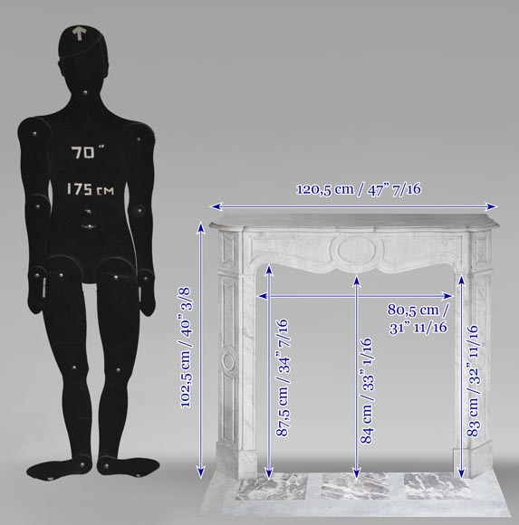 Louis XV style fireplace, Pompadour model, in light blue turquoise marble Louis XV style fireplace, Pompadour model, in light blue turquoise marble-9