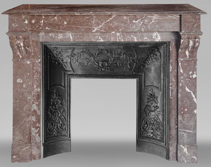 Napoleon III style fireplace with modillion in Rouge du Nord marble Napoleon III style fireplace with modillion in Rouge du Nord marble-0
