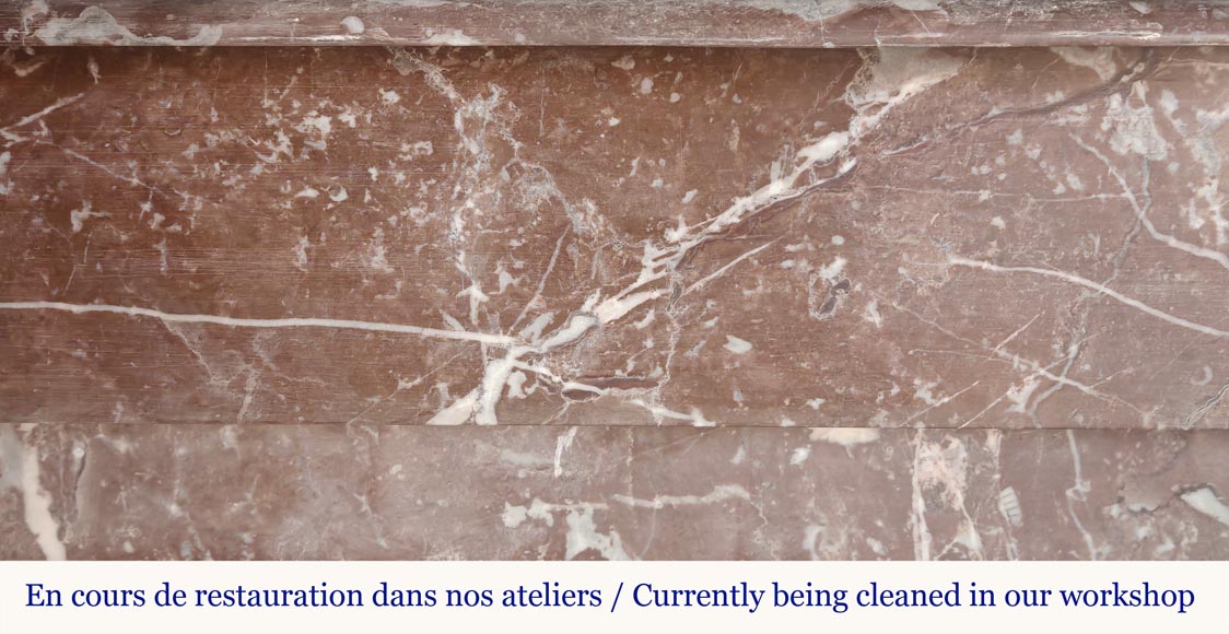 Napoleon III style fireplace with modillion in Rouge du Nord marble Napoleon III style fireplace with modillion in Rouge du Nord marble-1